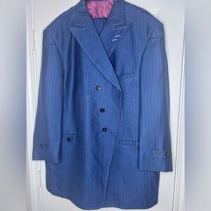Blue suit with purple pinstripe